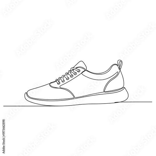 Women's casual sneaker shoe in line art illustration