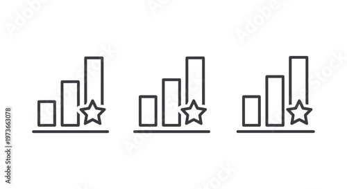 bar graph with star icon representing top ranking best performance and success metrics ideal for business and quality rating concepts.