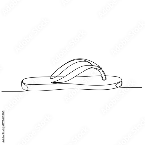 Flip flop sandal in summer style line art illustration