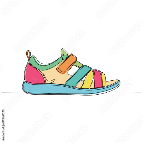 Colorful children sandal in summer style isolated illustration