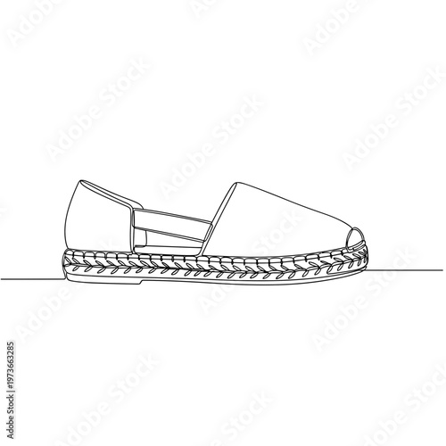 Espadrille slip-on shoe in summer style line art illustration