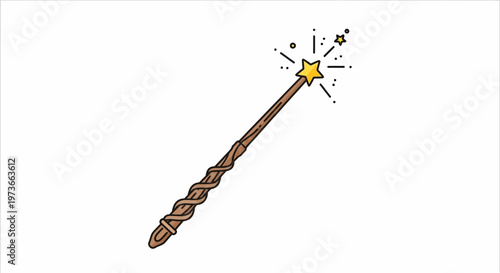 A magical brown wand with sparkles.