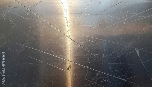 Textured metal surface with scratches and reflections with brushed metal with sheet metal with material science with abstract background with industrial background