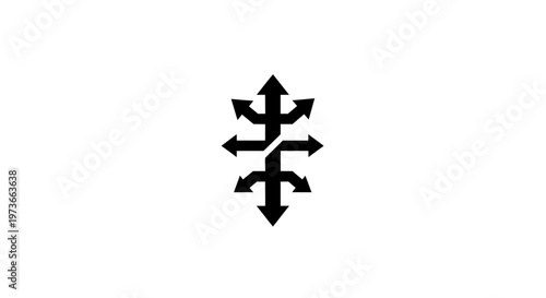 A black symbol with multiple arrows.