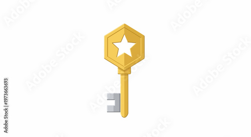 Golden key with star symbol.