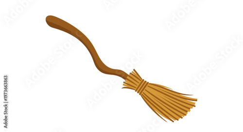 a brown broom on white background.
