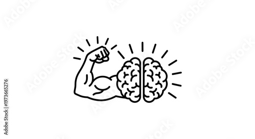 brain power and mental strength graphic representing intellectual might cognitive strength and a powerful mind.