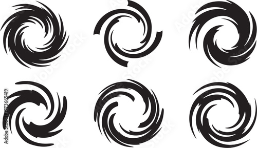 Black and White Swirl Shapes on White Background Illustration