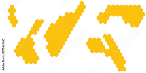  A vector graphic illustration of honeycombs arranged in a grid pattern showcasing honeycomb cells from a top view. This golden honeycomb or hexagon pattern isolated on white background. 