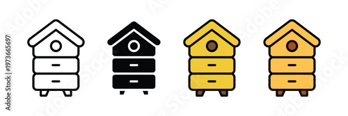 Traditional wooden beehive icon. beekeeping, honey production, and apiary management symbol. Vector Illustration.