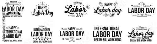 Collection of labor day vintage typography designs for celebrations and greetings