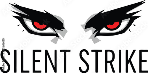 Mysterious eyes logo with the words silent strike beneath them