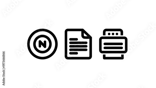 Nfc technology document and printer communication line icons