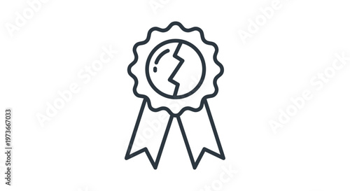broken award badge icon symbolizing failure poor quality or revoked achievement ideal for concepts of disappointment.