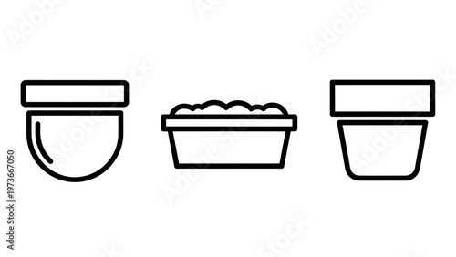 Minimalist pot and container line art icons