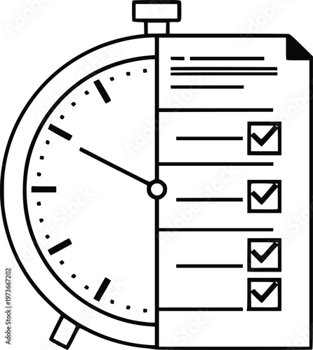 Stopwatch with checklist indicating completed tasks