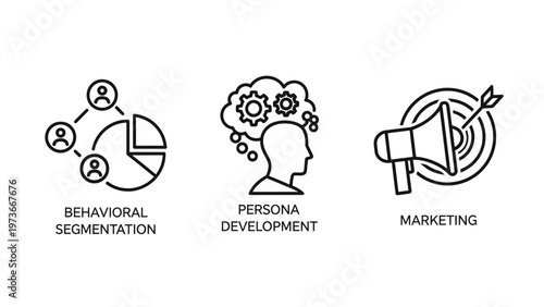 Marketing and consumer behavioral analysis concept icons