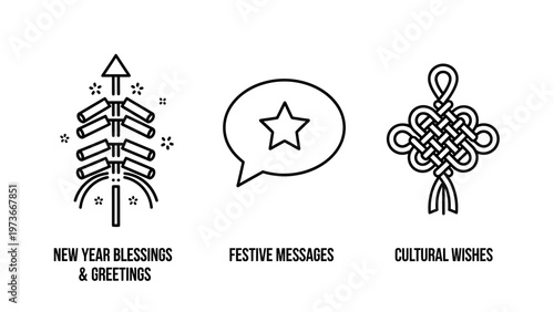 Traditional holiday blessings and festive greetings icons