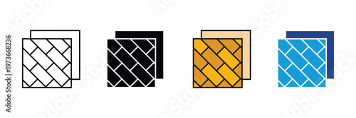 Parquet flooring tiles and material samples icon vector. Interior floor design, home renovation surface, and construction texture symbol. Vector Illustration.