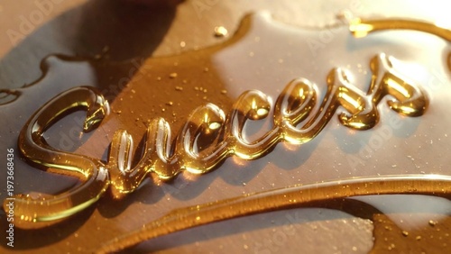 Golden Success Sign Closeup.