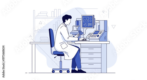 Scientist Working in Laboratory with Advanced Equipment and Microscope