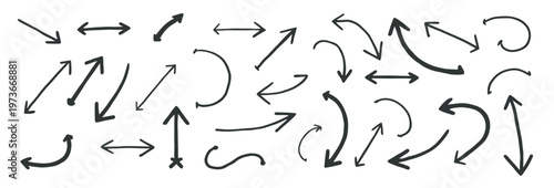 Hand-drawn arrow icons with a sketchy, organic feel for creative and informal designs.