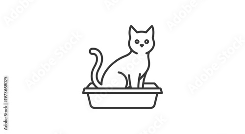 a simple cat litter box icon depicting pet hygiene animal care and house training for domestic feline pets