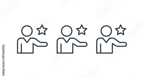 customer rating icon and employee recognition symbols representing favorite person feedback ideal for best client service reviews.