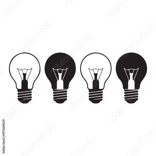 Light bulb innovation silhouette vector illustration with idea concept and creative thinking design