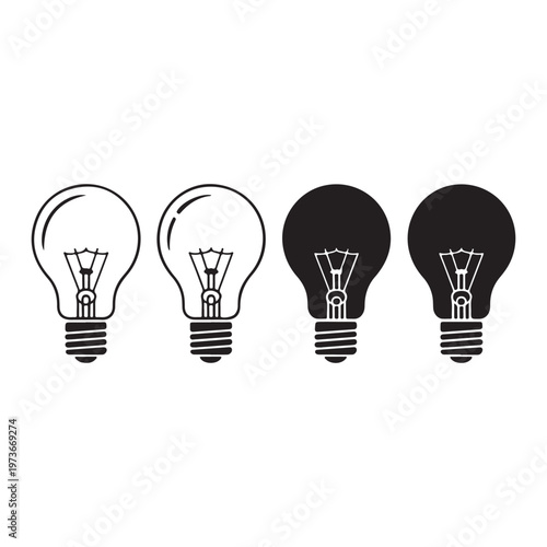 Light bulb idea concept silhouette vector illustration with innovation creativity and inspiration design