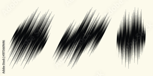 Abstract Halftone Dotted Texture Brush Stroke Vector Set