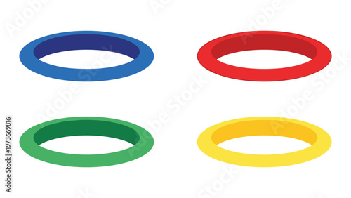Four vibrant colored rings displayed in a two-by-two grid layout