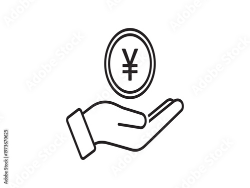 Hand offering a japanese yen coin a symbol of finance and monetary exchange