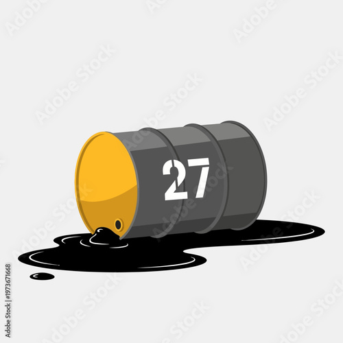oil barrel spilling crude oil isolated on white background highlighting environmental pollution and global energy crisis.