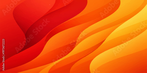 Abstract red and yellow background illustration featuring a gradient wave design with gold silk textures and orange motion curves creating an artful wallpaper backdrop pattern