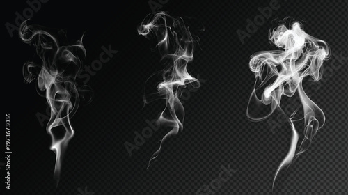 White smoke effects on transparent background for video editing and design, abstract isolated smoke overlays