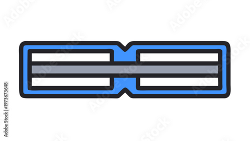 Horizontal Blue and Gray Tech Hinge or Connector Vector Illustration