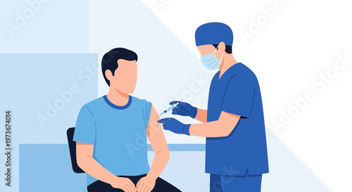 Doctor giving vaccination to patient in clinic, healthcare concept