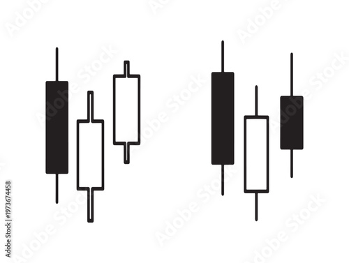 Financial chart illustration four candlestick patterns depicting market fluctuations and trading signals