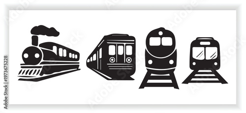 Public Transportation Train Vectors Bundle with Different Railway Styles