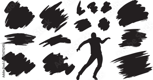 Silhouette of a person with black brush strokes around