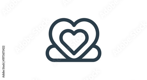 nested hearts love symbol heart icon outline illustration of caring and family love for wellness and health care concepts