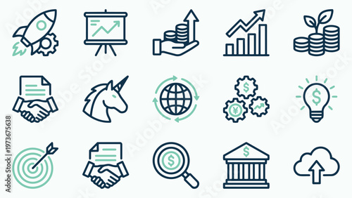 Financial Growth and Business Innovation Icon Collection