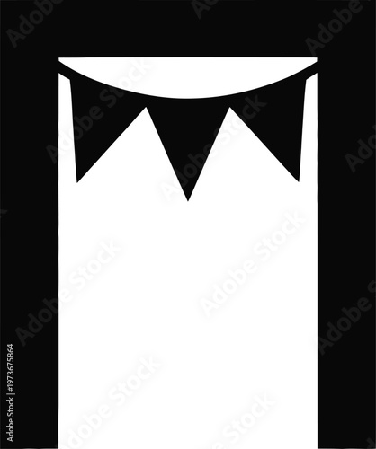 Black silhouette of bunting flags on white background vector illustration