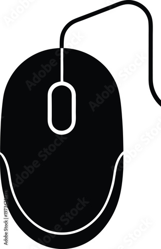 Minimalist Black Computer Mouse Icon - Wireless Style Vector