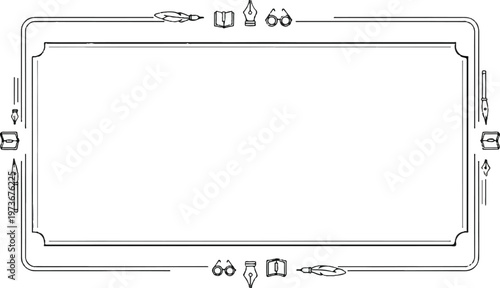 Book Outline Line Art border  Vector Illustration