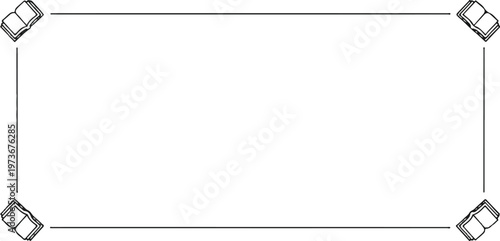 Book Outline Line Art border  Vector Illustration