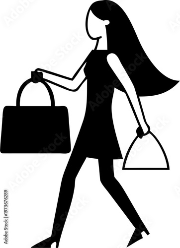 silhouette of a woman with shopping bags