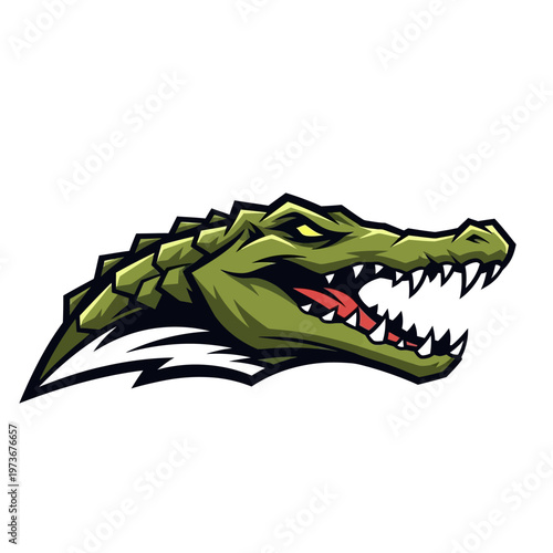 Fierce Alligator Head Mascot Logo Design Illustration.