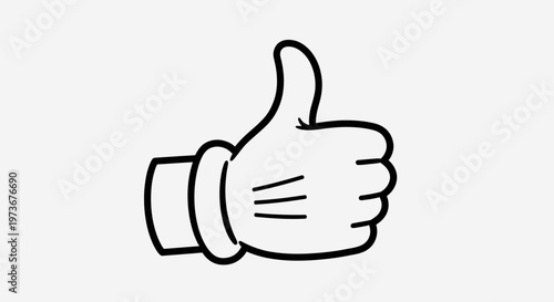Thumbs Up Hand Gesture Line Art Drawing on a Bright Background